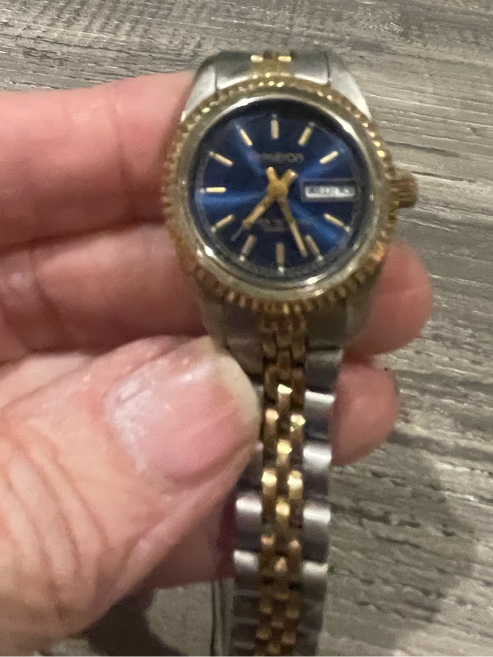 Armitron unisex Two-Tone Gold and Silver Watch with Blue Dial